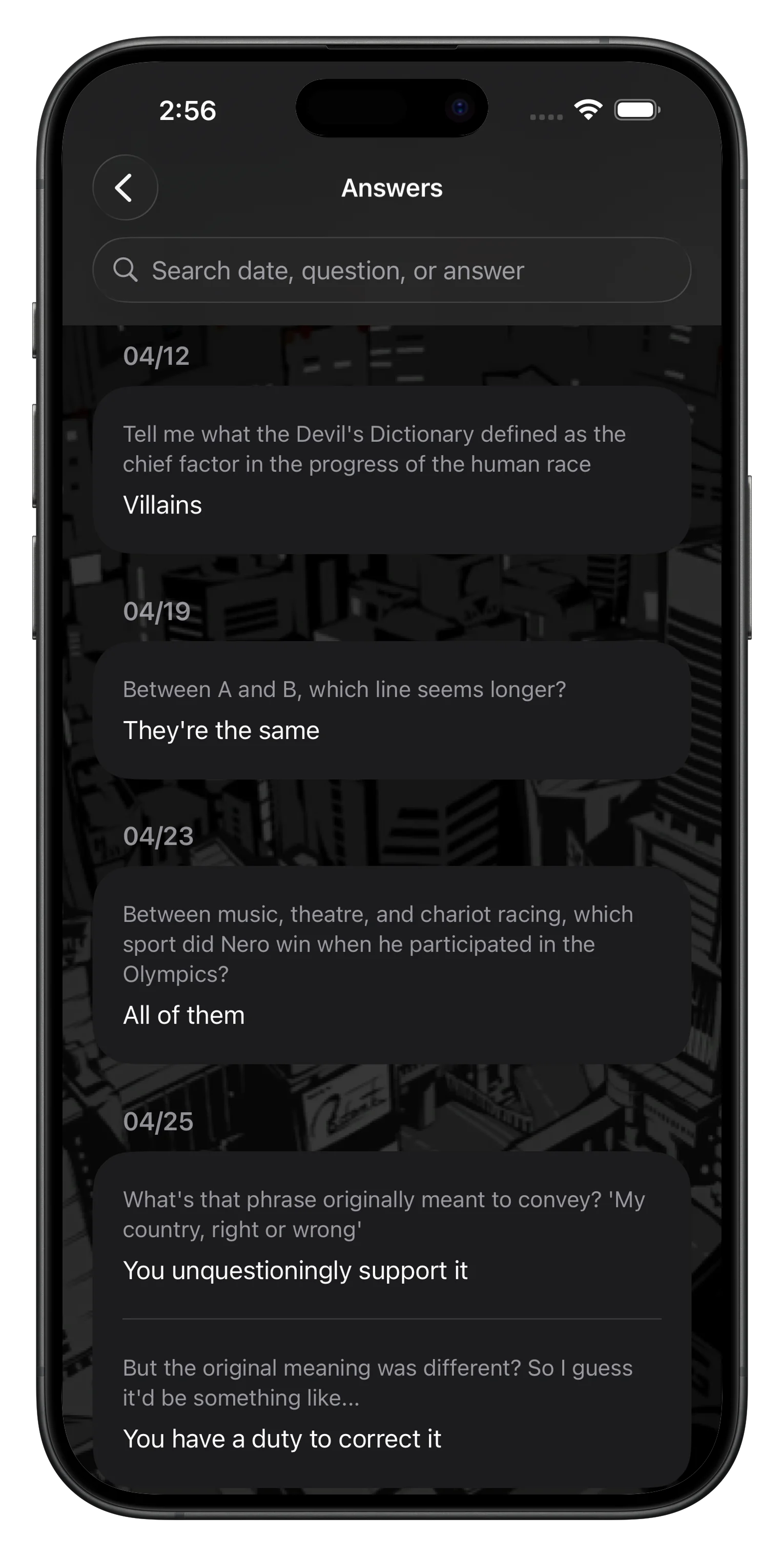 Classroom answers screen