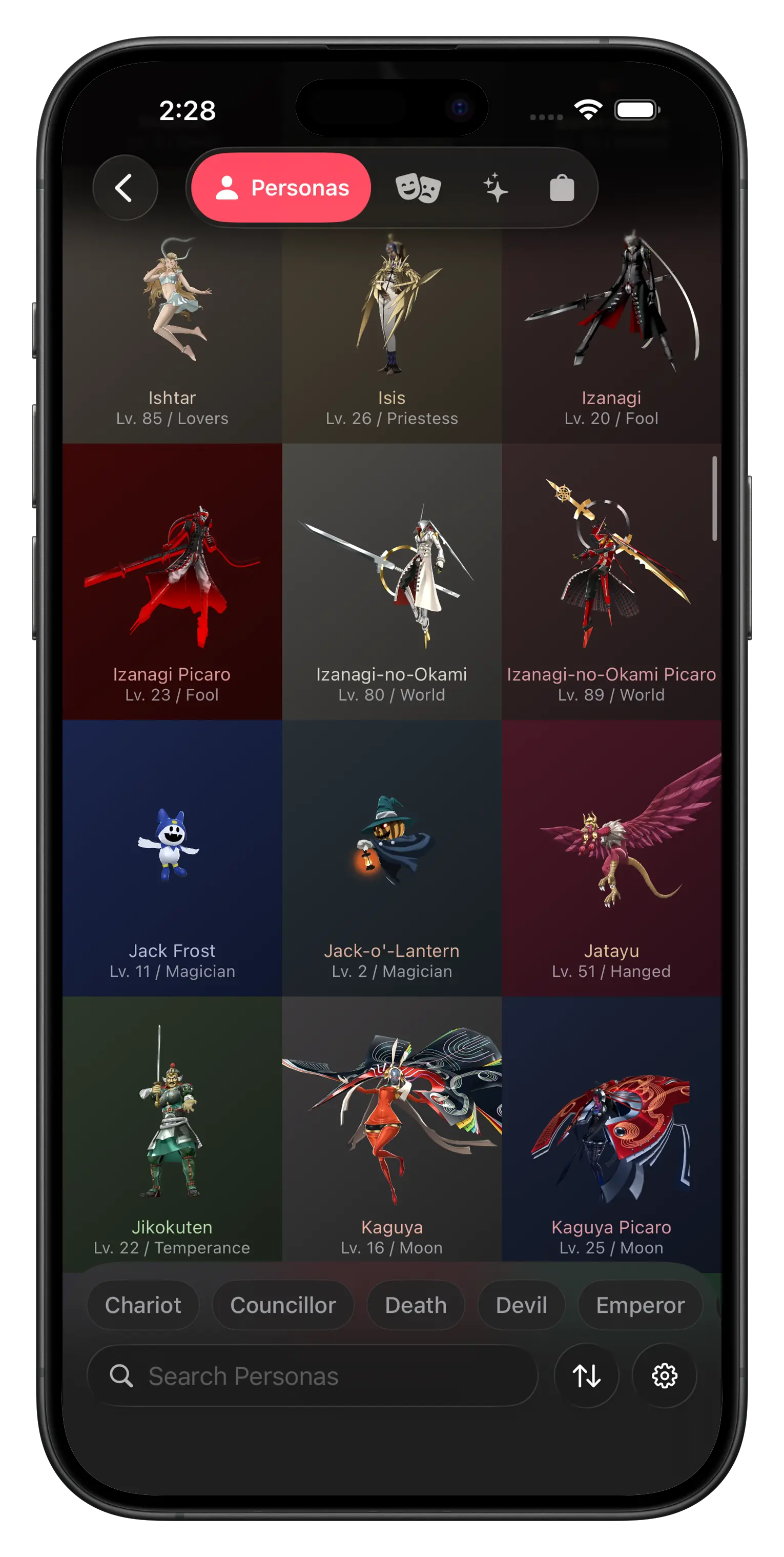 Persona compendium screen